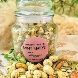 Riha's Chocolates Mint Pudina Dry Fruit Trail Mix pack of 220gm | FoxNuts | Pumpkin Seeds | Almonds | Cashew | Raisins