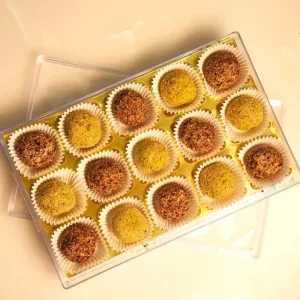 Buy Now Riha's Chocolates Rose Pista Laddoo pack of 15 pcs | Indian Sweets | No Sugar | Guilt Free