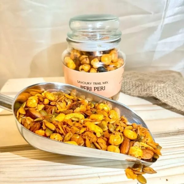 Riha's Chocolates Peri Peri Dry Fruit Trail Mix pack of 220gm | FoxNuts | Pumpkin Seeds | Almonds | Cashew | Raisins - Image 2